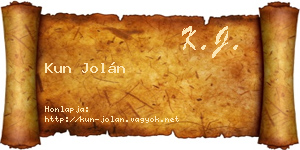 Kun Jolán névjegykártya